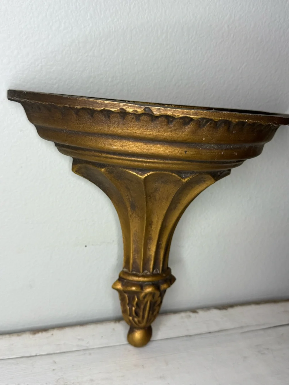 Ornate Gold Wall Pocket Planter, Hollywood Regency Vtg Hoda Ribbed Metal MCM 60s